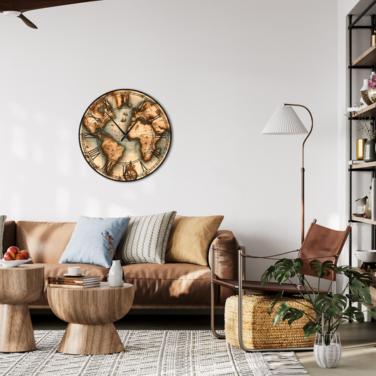 World Map Wall Clock
