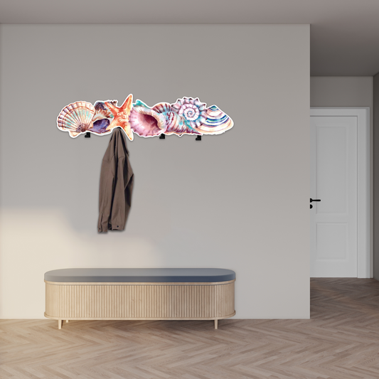 Coastal Seashell Wall Hook Rack – Beach Style Decorative Coat Hanger