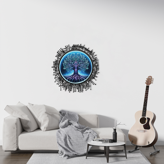 Digital Genesis – Futuristic Tree Metal Wall Art