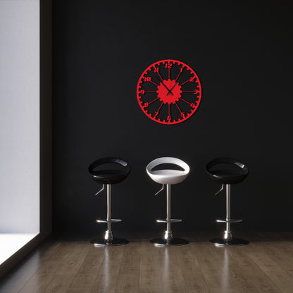 GearTime, Modern Wall Clock, Industrial Style Wall Clock, Minimalist Red Wall Clock&nbsp;