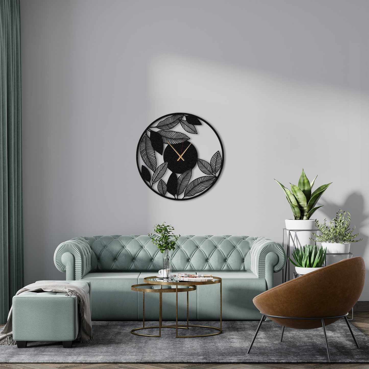 Botanical Metal Wall Clock