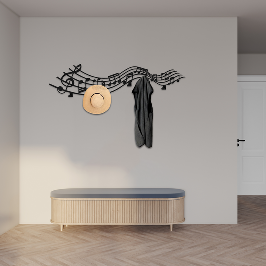 Musical Notes Wall Hook – Modern Metal Coat Rack & Music Wall Art for Entryway Decor