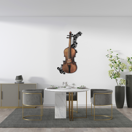 Vintage Violin Wall Hanging – Rustic Music Metal Wall Decor