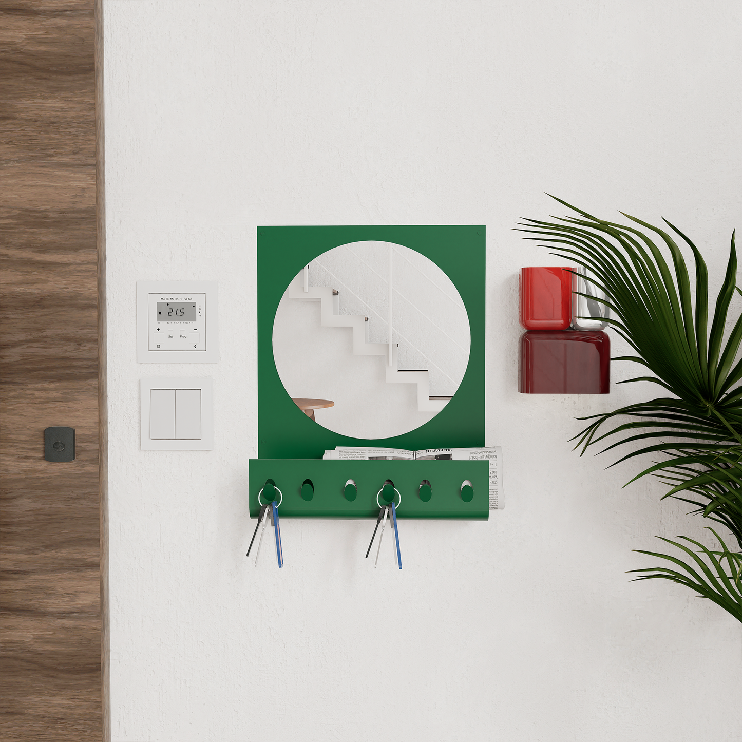 Minimalist Wall Mirror with Key Organizer