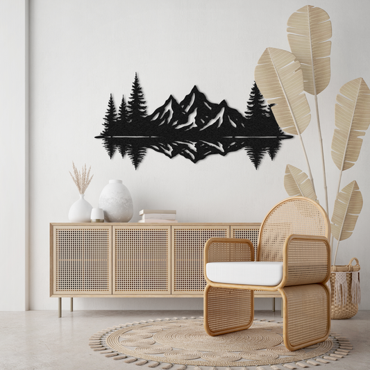 Modern Mountain and Forest Wall Sculpture
