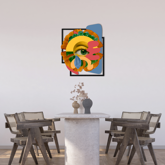 Abstract Eye Wall Art – Colorful Modern Metal Face Decor for Living Room & Office
