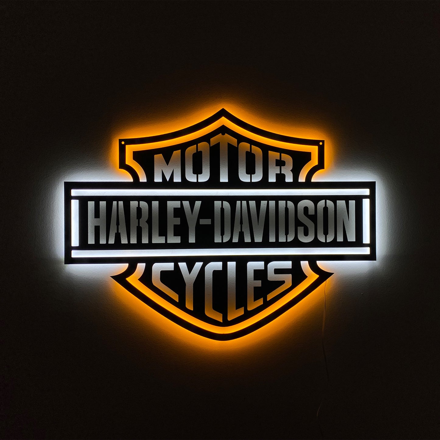 LED Backlit Motorcycle Garage Decor