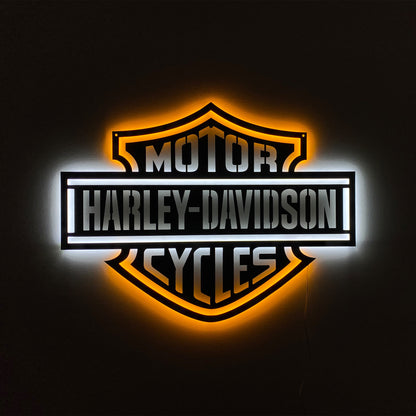 LED Backlit Motorcycle Garage Decor