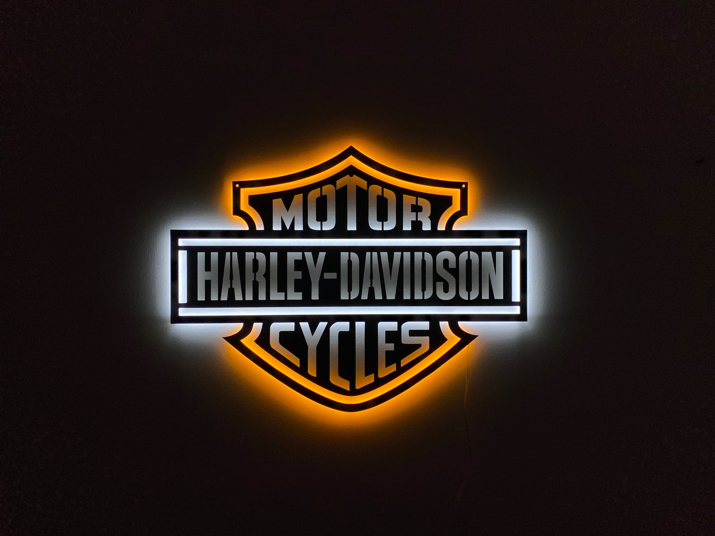 LED Backlit Motorcycle Garage Decor