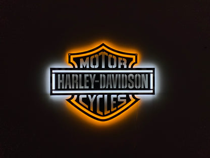 LED Backlit Motorcycle Garage Decor