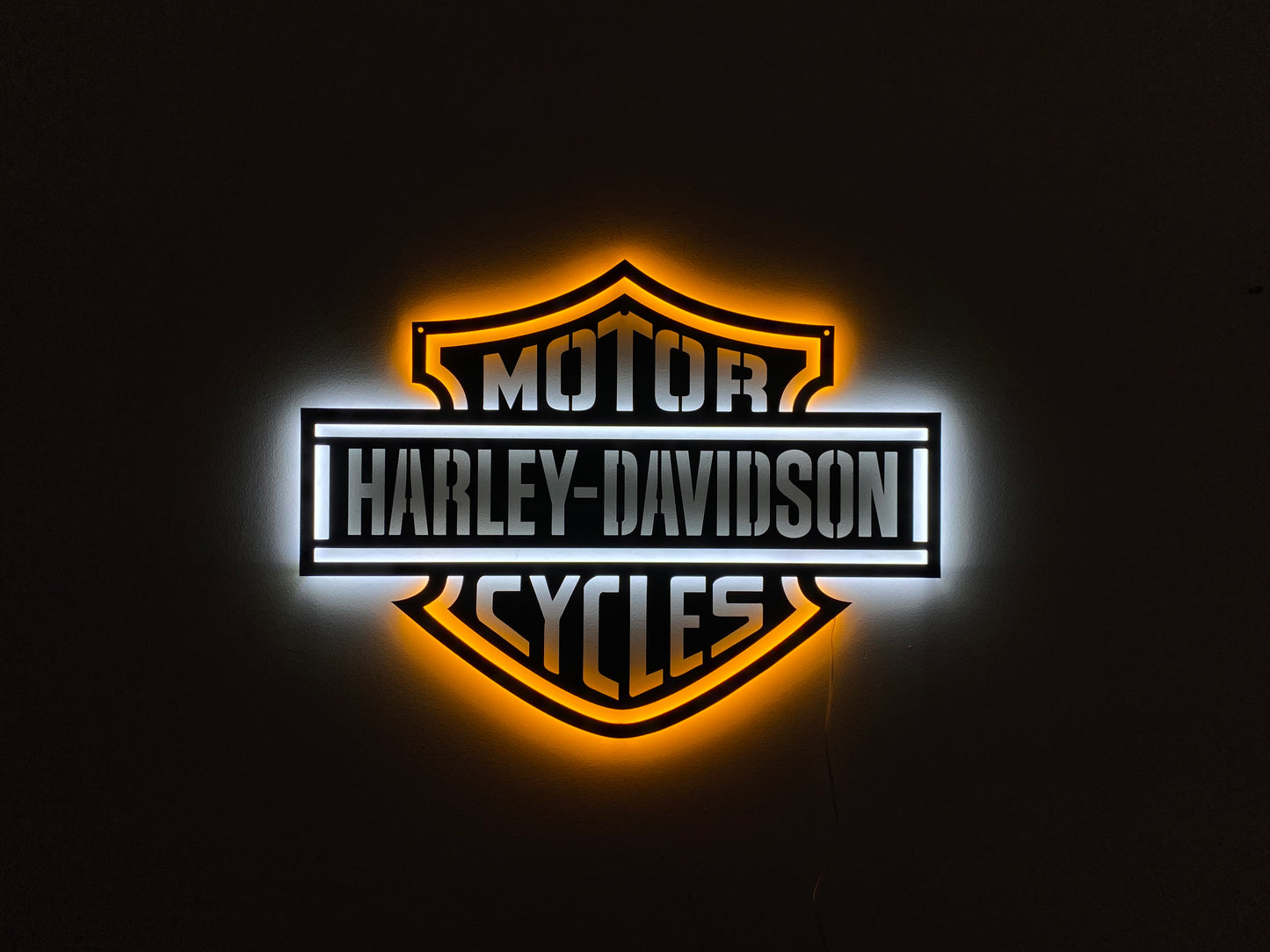 LED Backlit Motorcycle Garage Decor