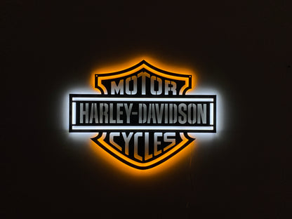 LED Backlit Motorcycle Garage Decor