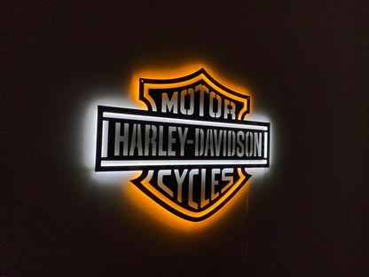 LED Backlit Motorcycle Garage Decor