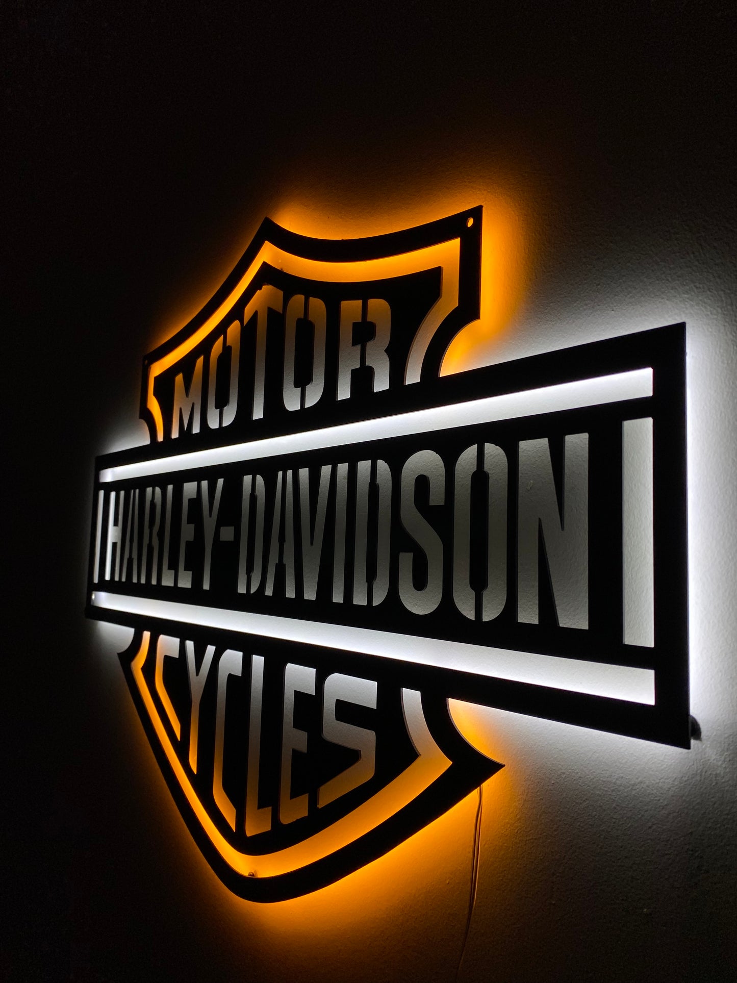 LED Backlit Motorcycle Garage Decor