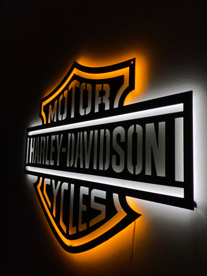 LED Backlit Motorcycle Garage Decor