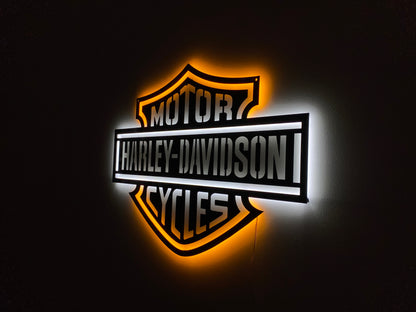 LED Backlit Motorcycle Garage Decor