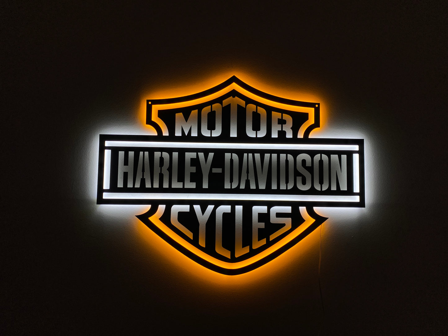 LED Backlit Motorcycle Garage Decor
