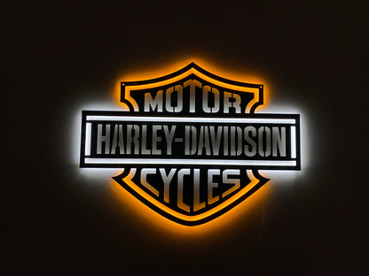 LED Backlit Motorcycle Garage Decor
